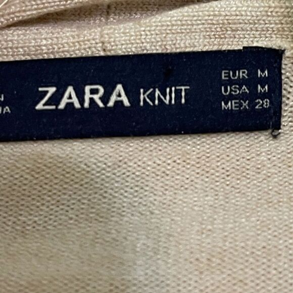 ZARA knit beige open front belted cardigan, size medium - Picture 5 of 16